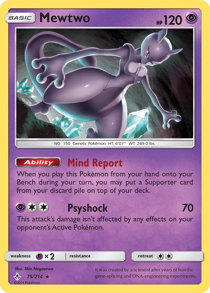 Mewtwo 075/214 — Unbroken Bonds (English Pokémon TCG card)