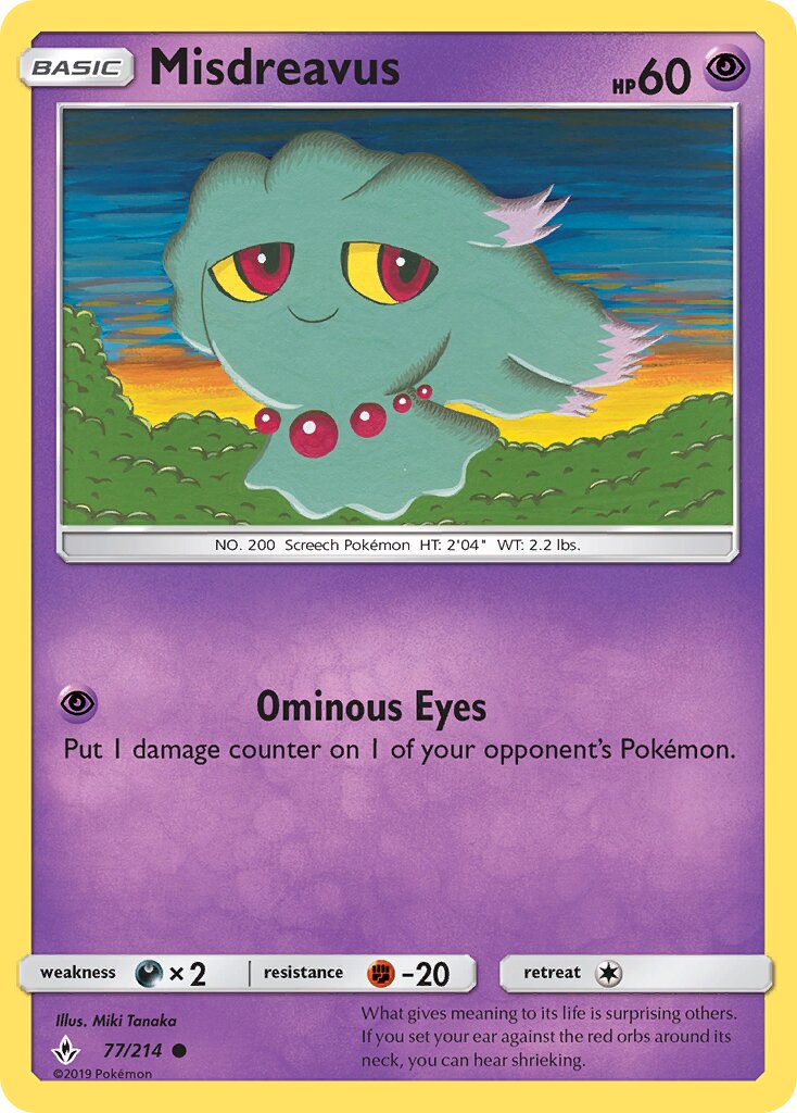 Misdreavus 077/214 — Unbroken Bonds (English Pokémon TCG card)