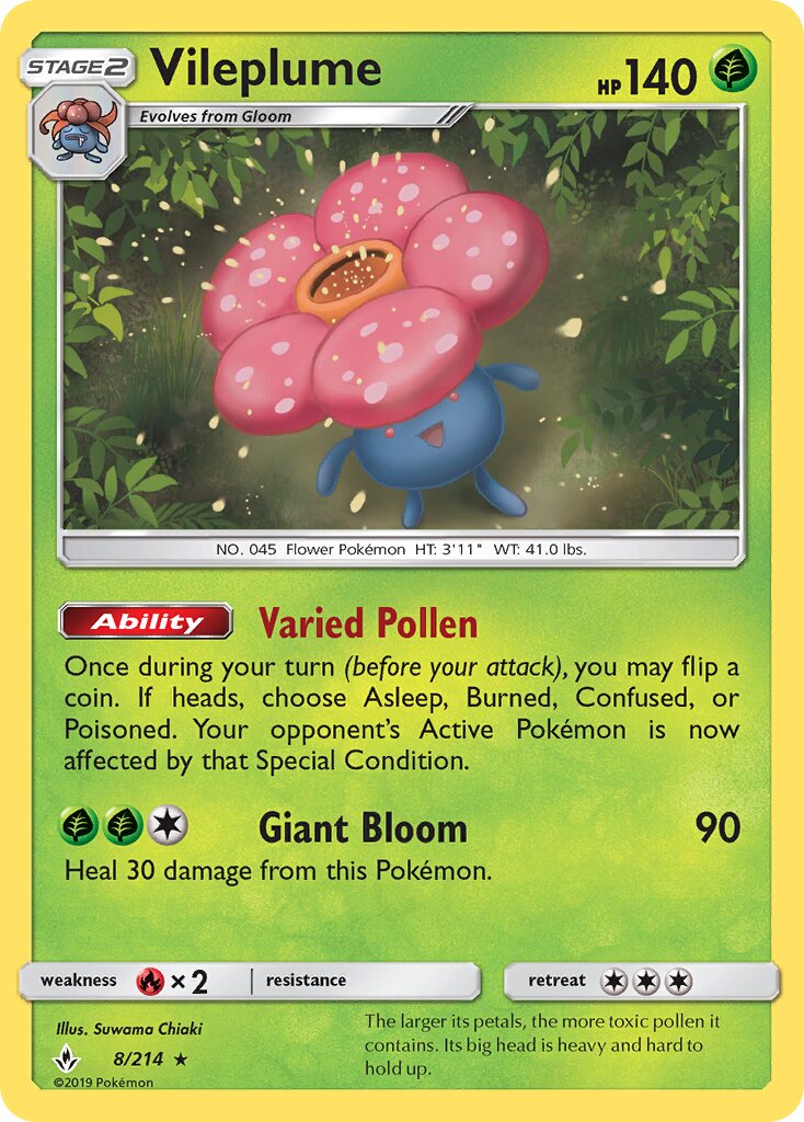 Vileplume 008/214 — Unbroken Bonds (English Pokémon TCG card)