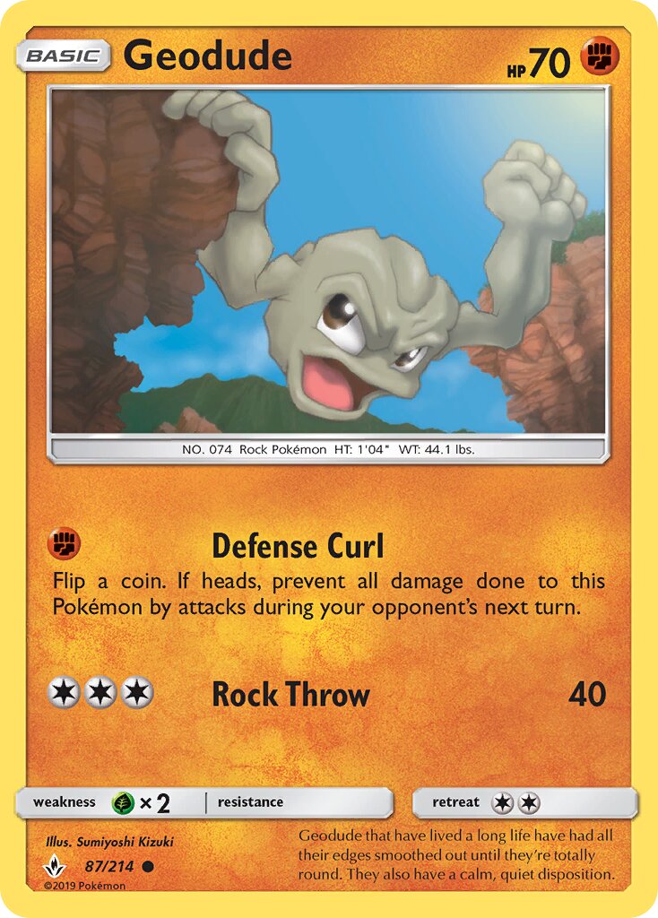 Geodude 087/214 — Unbroken Bonds (English Pokémon TCG card)