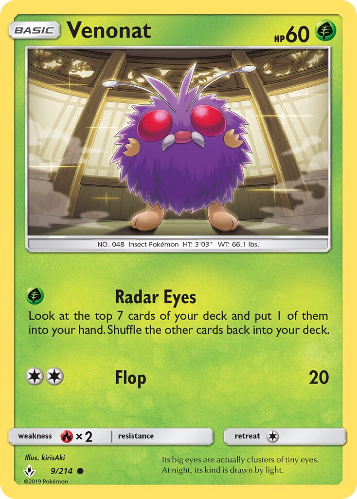 Venonat 009/214 — Unbroken Bonds (English Pokémon TCG card)