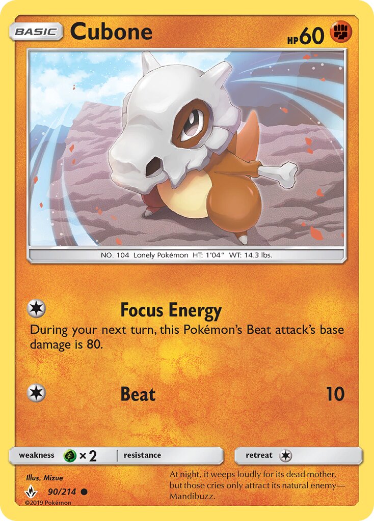 Cubone 090/214 — Unbroken Bonds (English Pokémon TCG card)