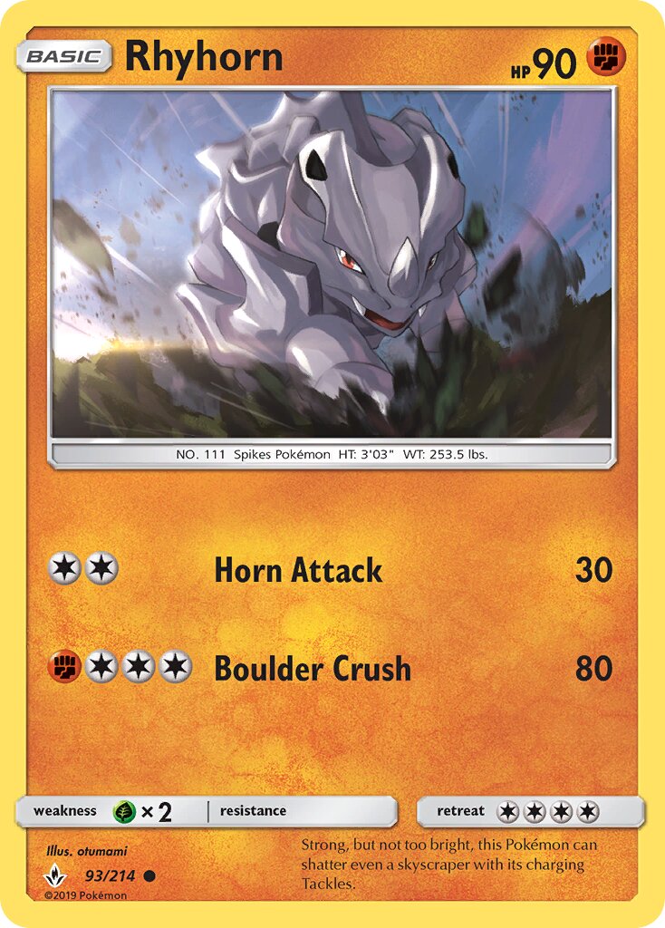 Rhyhorn 093/214 — Unbroken Bonds (English Pokémon TCG card)