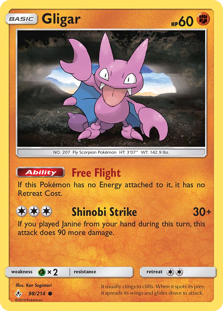 Gligar 098/214 — Unbroken Bonds (English Pokémon TCG card)