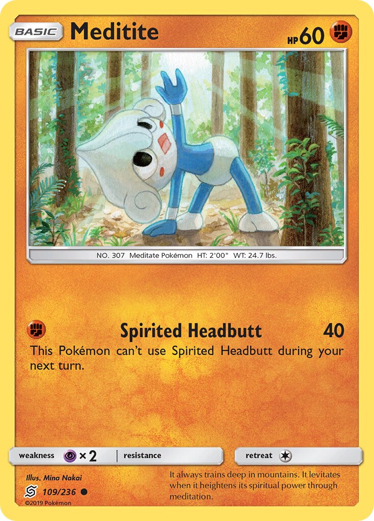 Meditite 109/236 — Unified Minds (English Pokémon TCG card)
