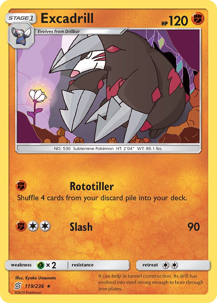Excadrill 119/236 — Unified Minds (English Pokémon TCG card)