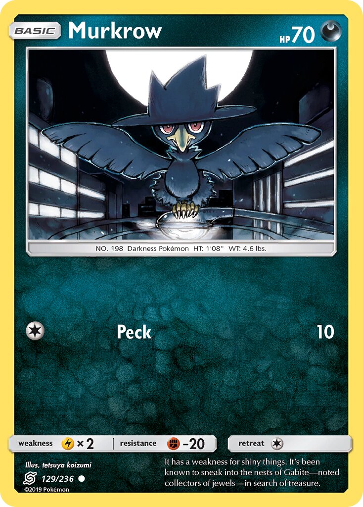 Murkrow 129/236 — Unified Minds (English Pokémon TCG card)