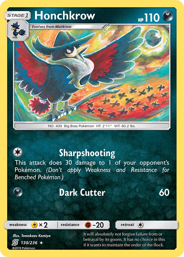 Honchkrow 130/236 — Unified Minds (English Pokémon TCG card)