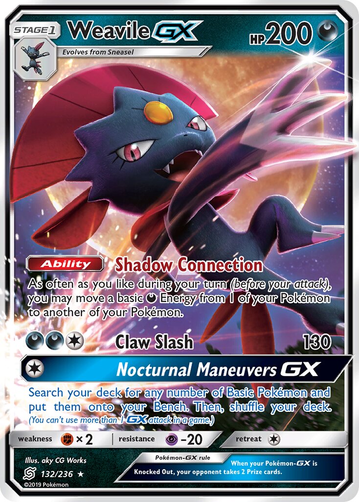 Weavile-GX 132/236 — Unified Minds (English Pokémon TCG card)