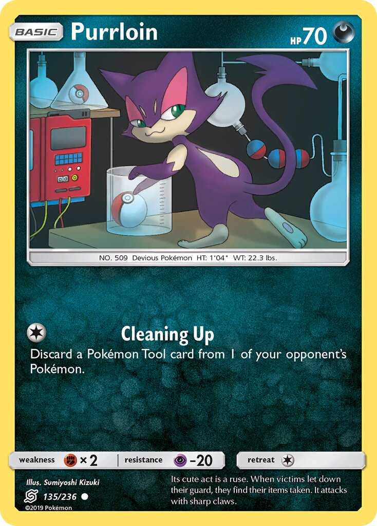 Purrloin 135/236 — Unified Minds (English Pokémon TCG card)