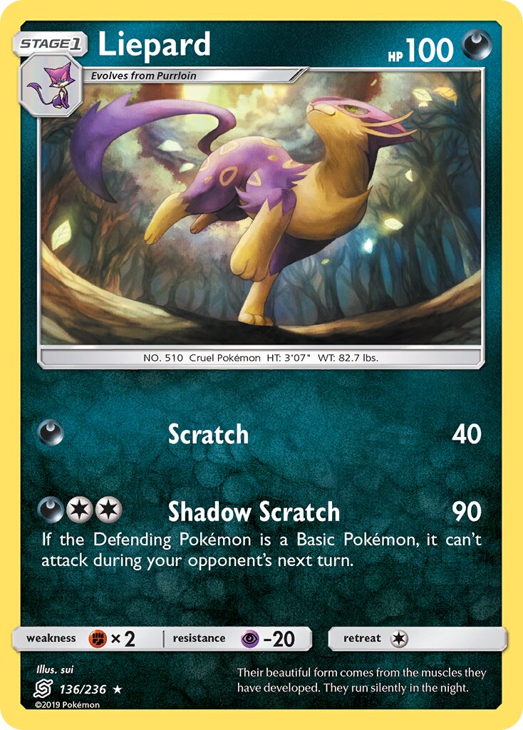 Liepard 136/236 — Unified Minds (English Pokémon TCG card)