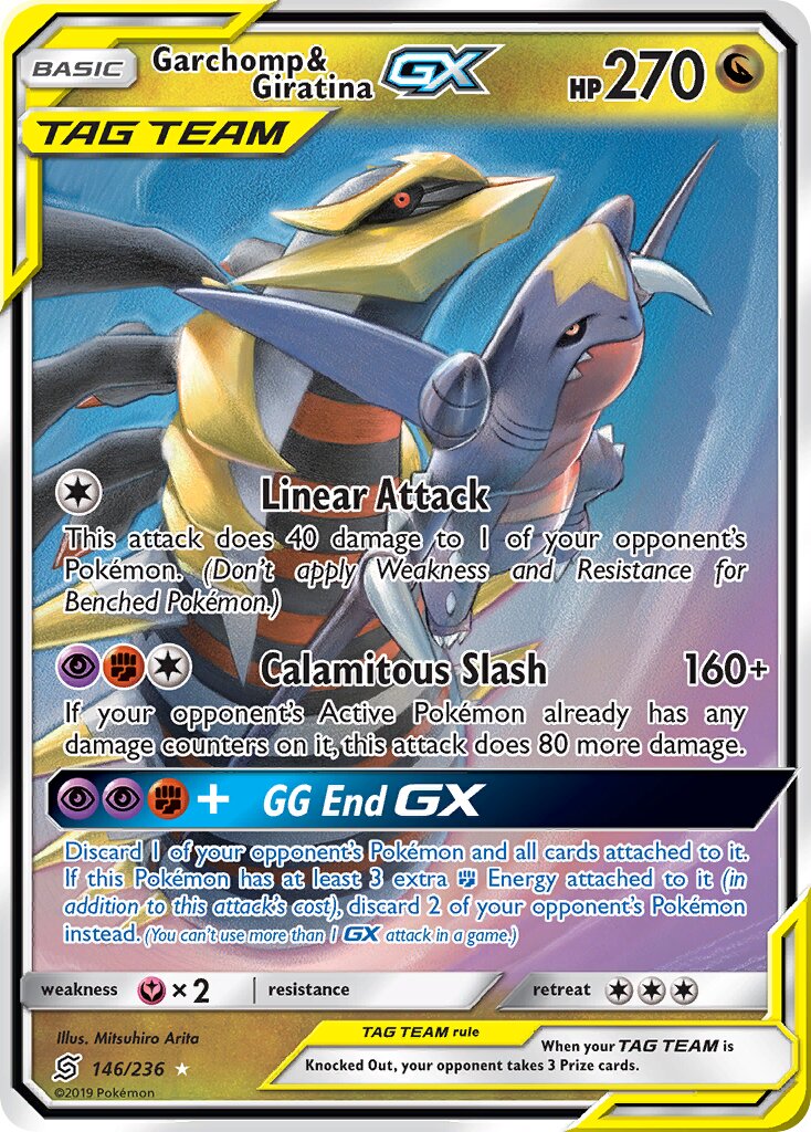 Garchomp & Giratina-GX 146/236 — Unified Minds (English Pokémon TCG card)