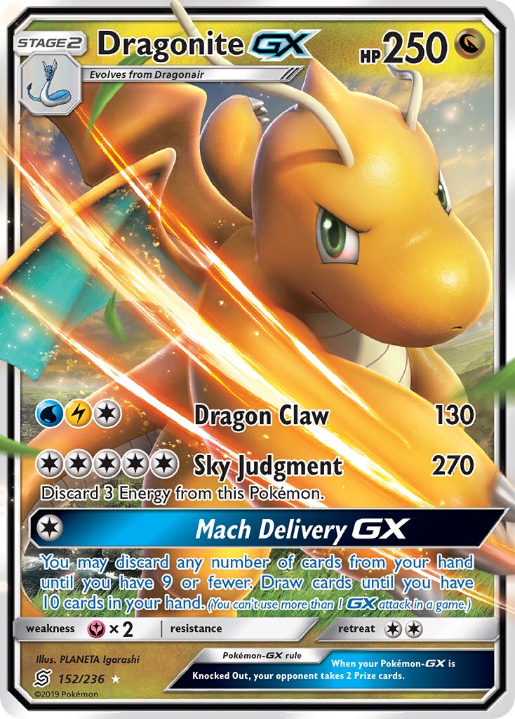 Dragonite-GX 152/236 — Unified Minds (English Pokémon TCG card)
