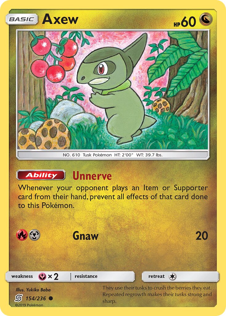 Axew 154/236 — Unified Minds (English Pokémon TCG card)