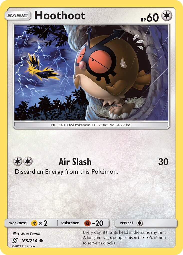 Hoothoot 165/236 — Unified Minds (English Pokémon TCG card)