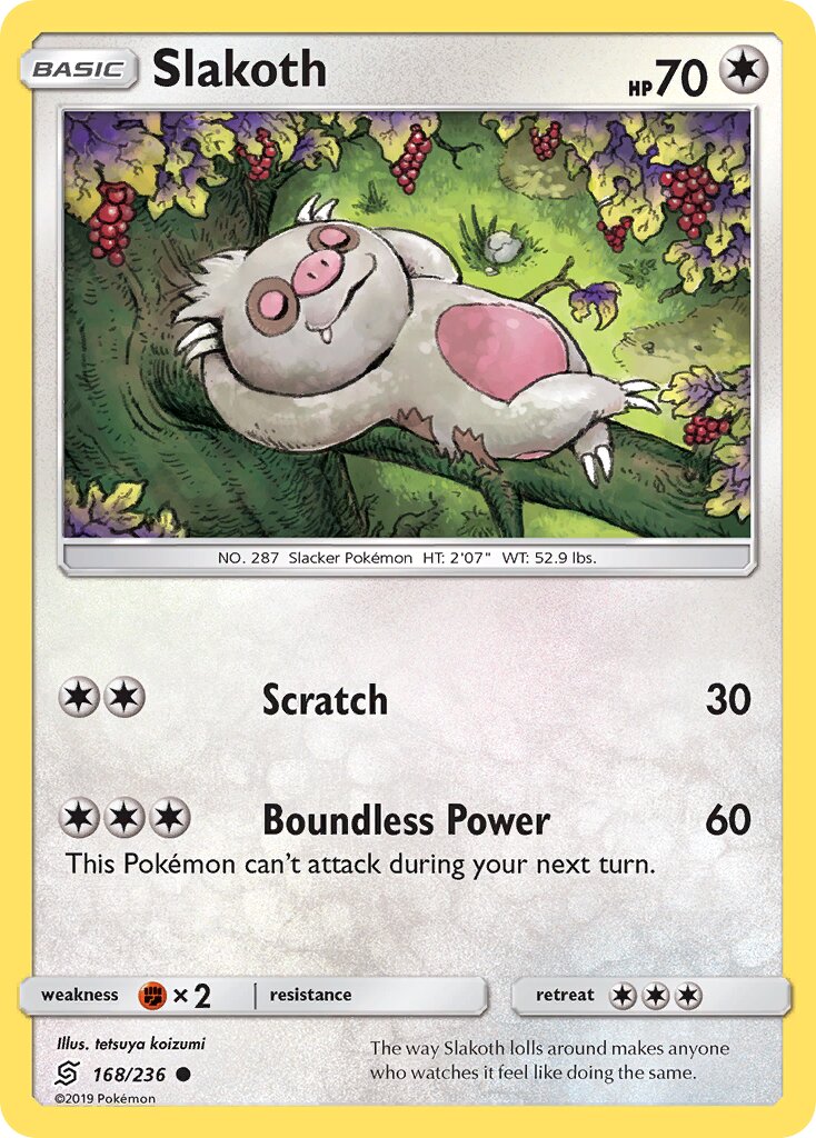 Slakoth 168/236 — Unified Minds (English Pokémon TCG card)