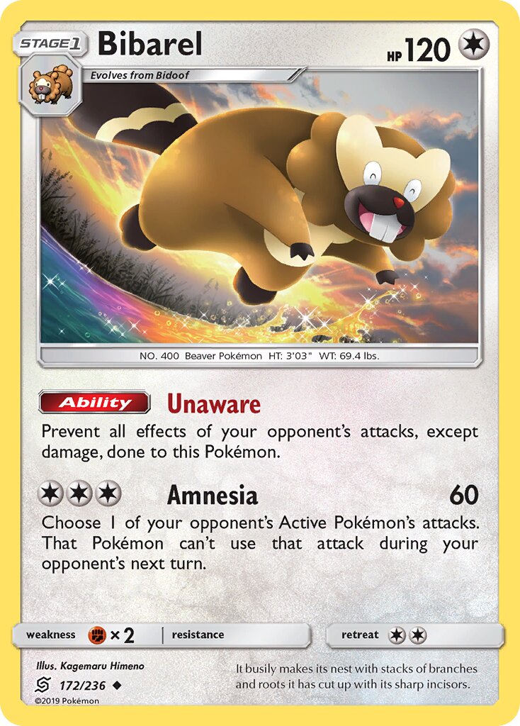 Bibarel 172/236 — Unified Minds (English Pokémon TCG card)