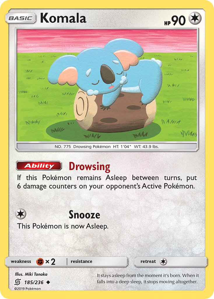 Komala 185/236 — Unified Minds (English Pokémon TCG card)