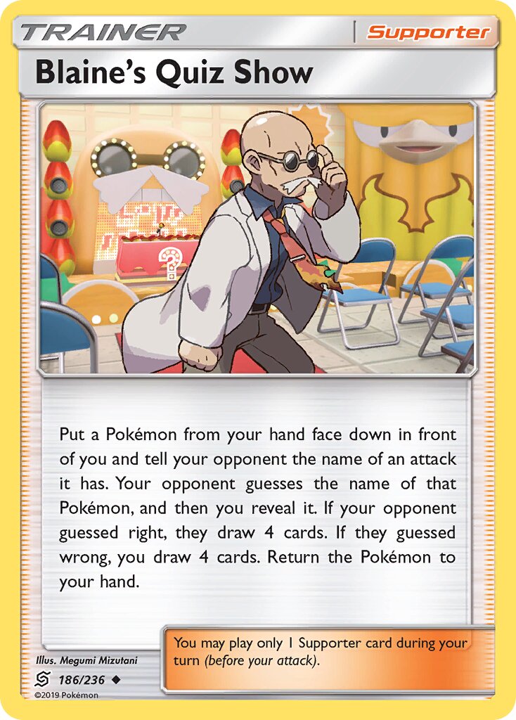 Blaine's Quiz Show 186/236 — Unified Minds (English Pokémon TCG card)