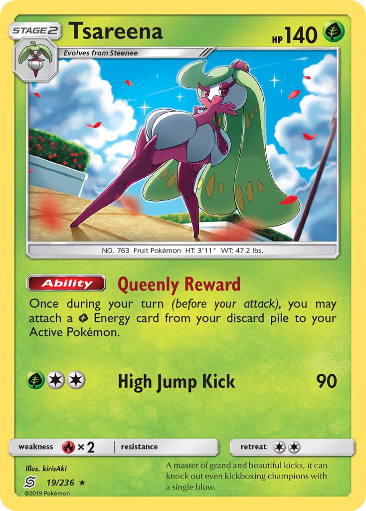 Tsareena 019/236 — Unified Minds (English Pokémon TCG card)