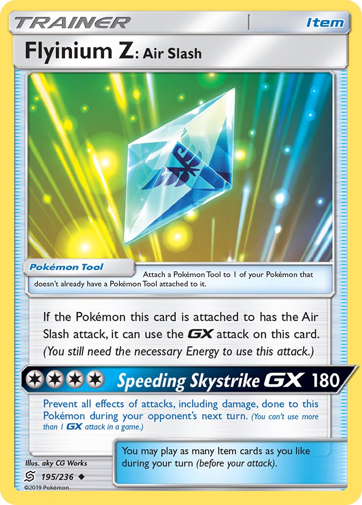 Flyinium Z: Air Slash 195/236 — Unified Minds (English Pokémon TCG card)