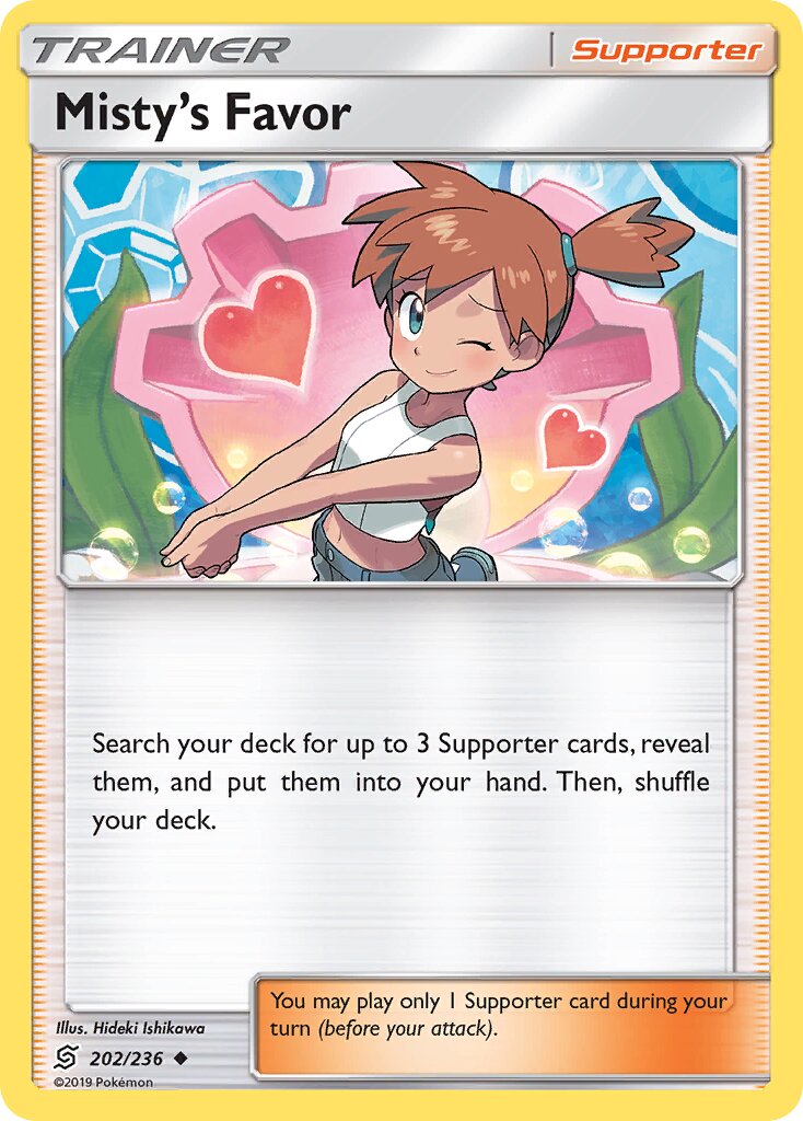 Misty's Favor 202/236 — Unified Minds (English Pokémon TCG card)