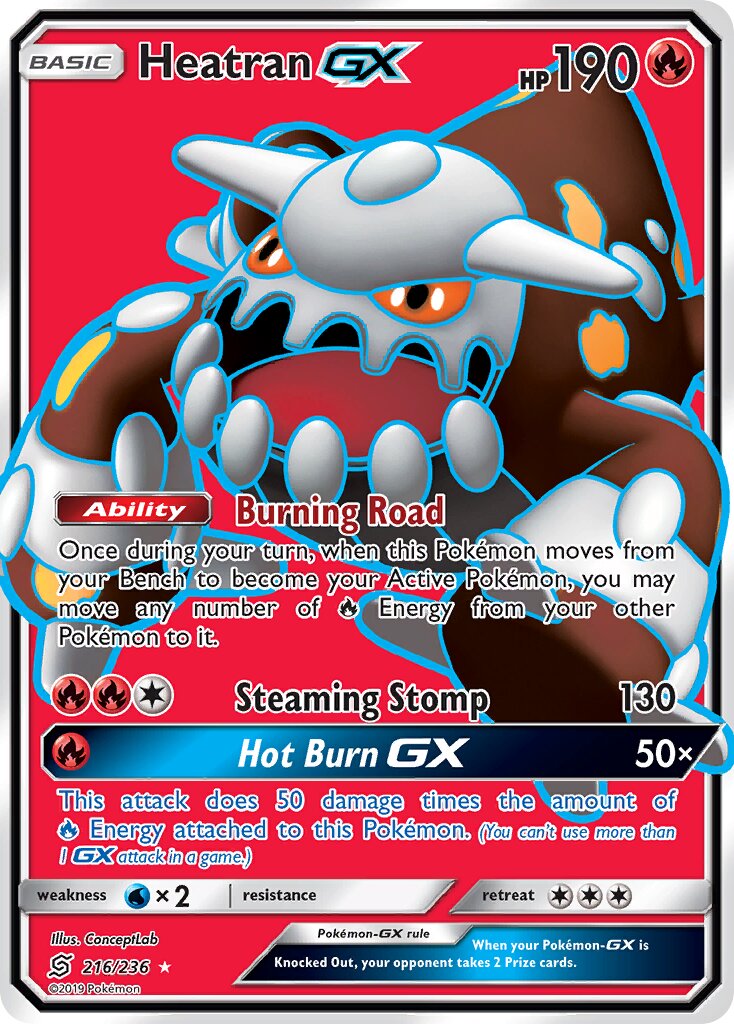 Heatran-GX 216/236 — Unified Minds (English Pokémon TCG card)