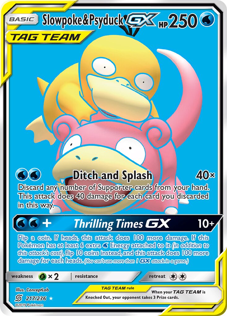Slowpoke & Psyduck-GX 217/236 — Unified Minds (English Pokémon TCG card)