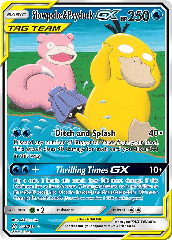 Slowpoke & Psyduck-GX 218/236 — Unified Minds (English Pokémon TCG card)