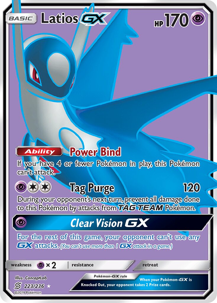 Latios-GX 223/236 — Unified Minds (English Pokémon TCG card)