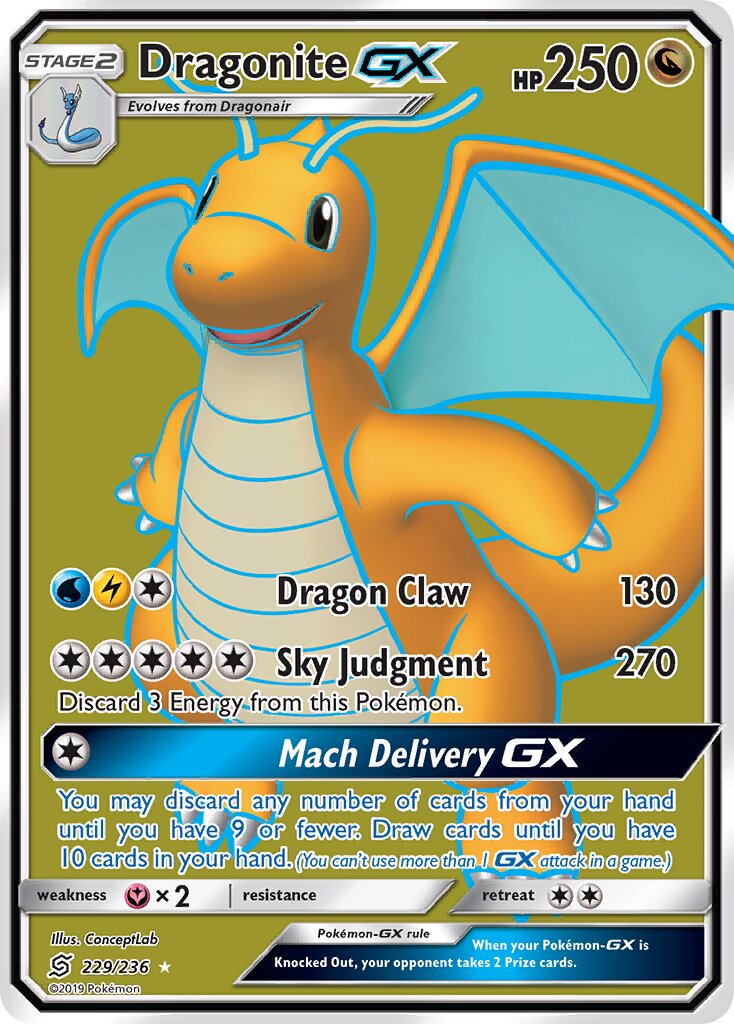 Dragonite-GX 229/236 — Unified Minds (English Pokémon TCG card)