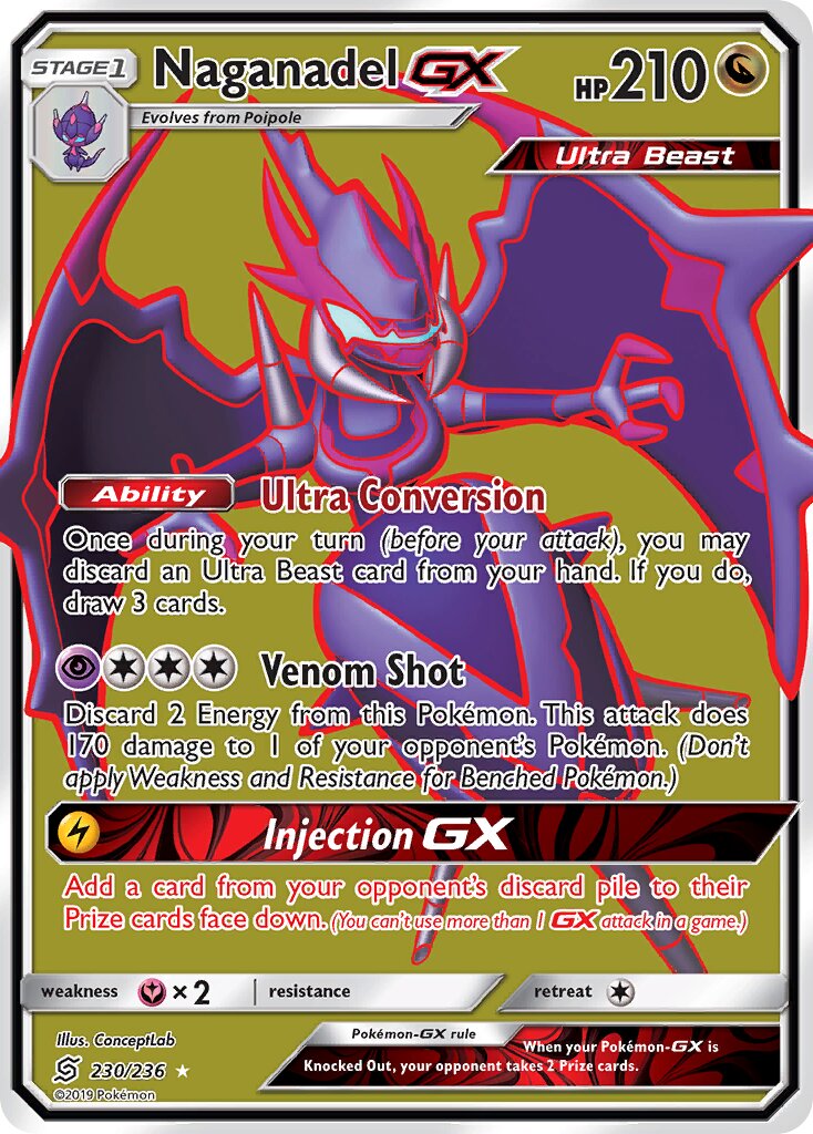 Naganadel-GX 230/236 — Unified Minds (English Pokémon TCG card)
