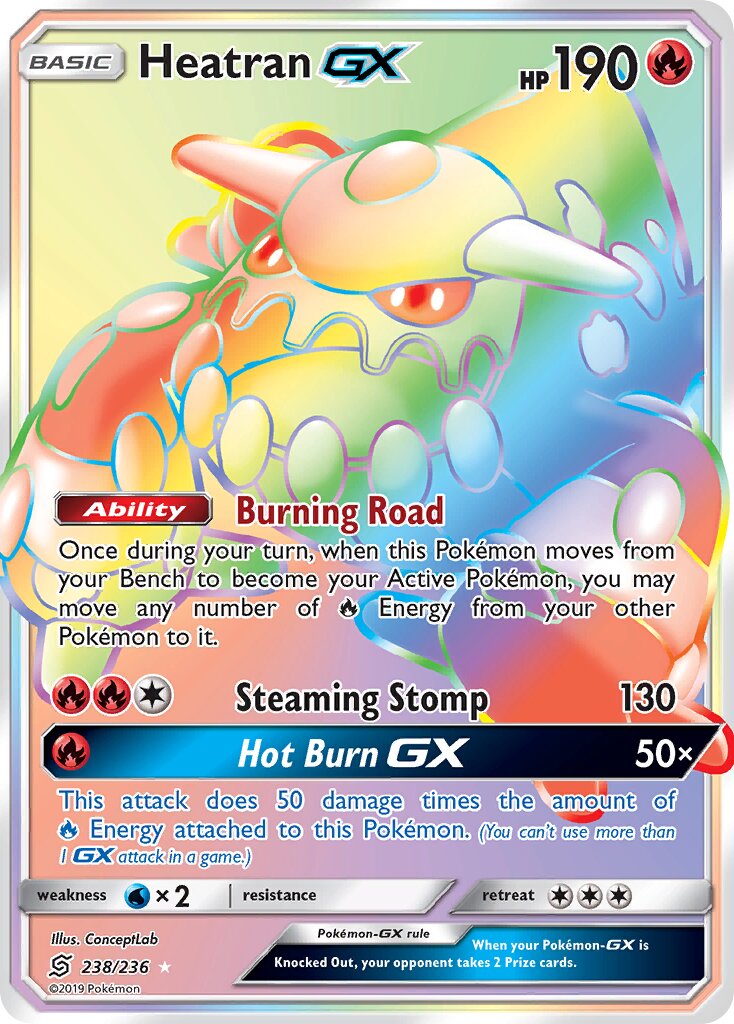 Heatran-GX 238/236 — Unified Minds (English Pokémon TCG card)