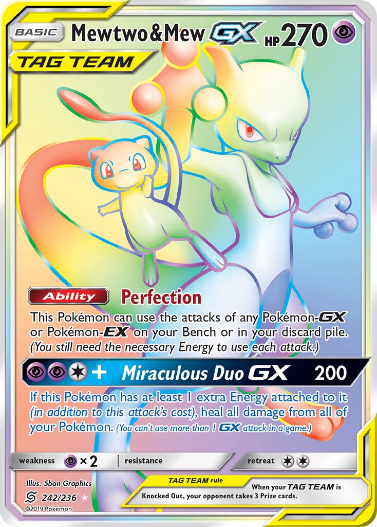 Mewtwo & Mew-GX 242/236 — Unified Minds (English Pokémon TCG card)