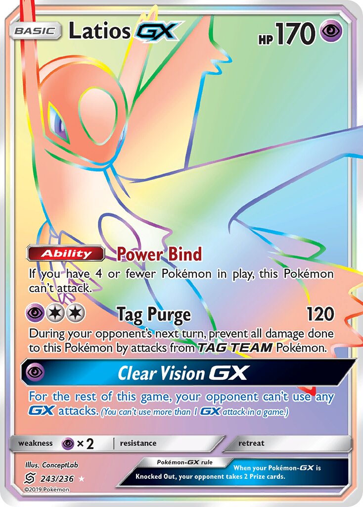 Latios-GX 243/236 — Unified Minds (English Pokémon TCG card)