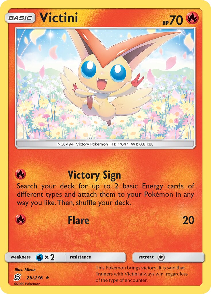 Victini 026/236 — Unified Minds (English Pokémon TCG card)