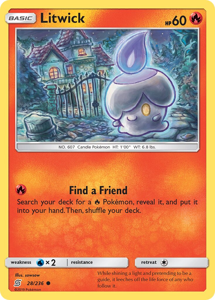Litwick 028/236 — Unified Minds (English Pokémon TCG card)