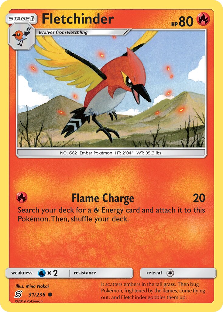 Fletchinder 031/236 — Unified Minds (English Pokémon TCG card)