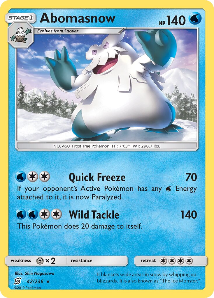 Abomasnow 042/236 — Unified Minds (English Pokémon TCG card)