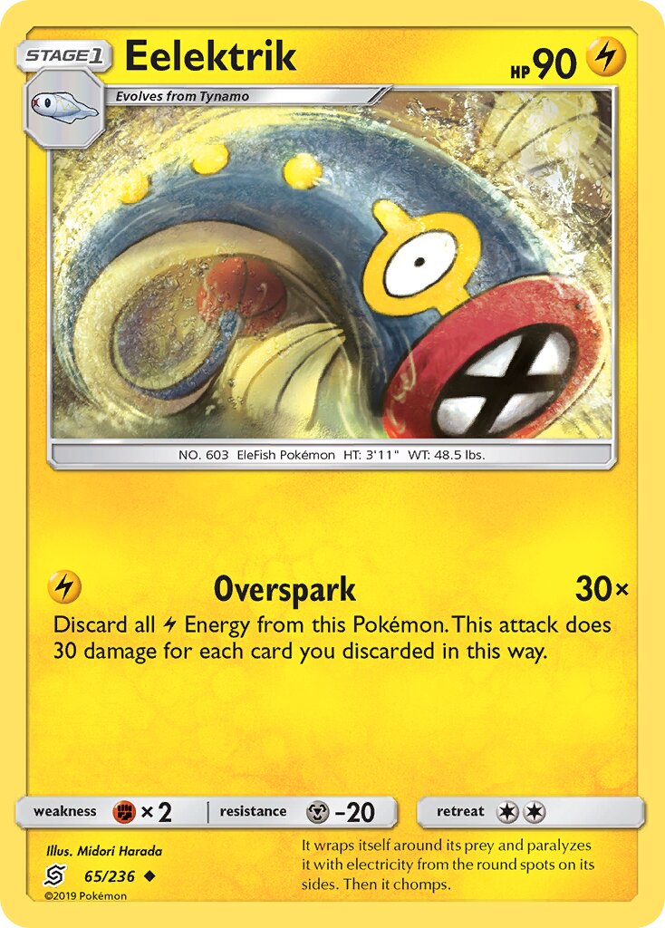 Eelektrik 065/236 — Unified Minds (English Pokémon TCG card)