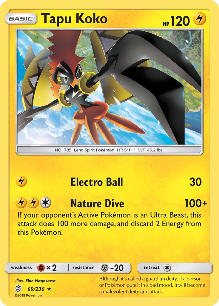 Tapu Koko 069/236 — Unified Minds (English Pokémon TCG card)