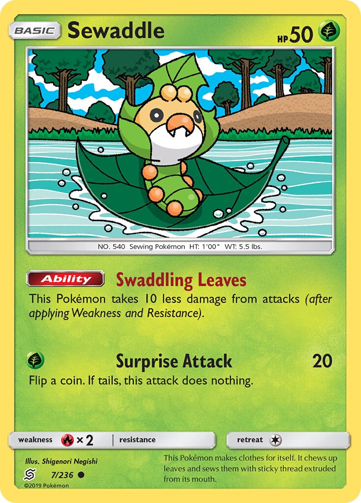 Sewaddle 007/236 — Unified Minds (English Pokémon TCG card)