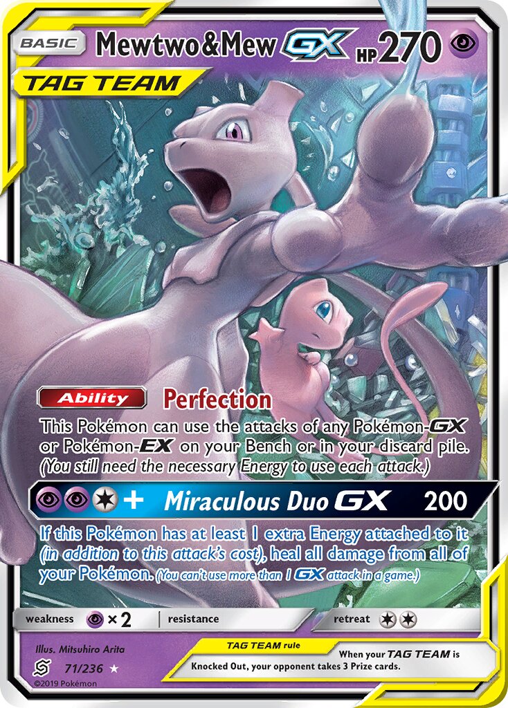 Mewtwo & Mew-GX 071/236 — Unified Minds (English Pokémon TCG card)