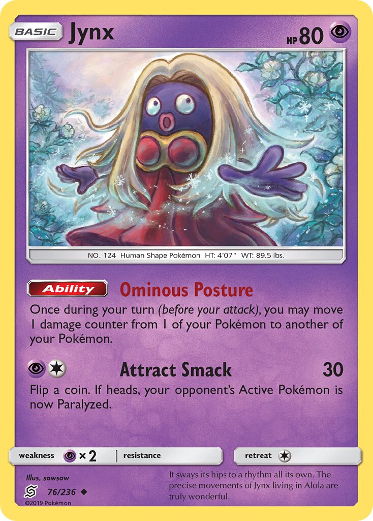Jynx 076/236 — Unified Minds (English Pokémon TCG card)