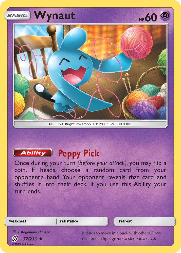 Wynaut 077/236 — Unified Minds (English Pokémon TCG card)