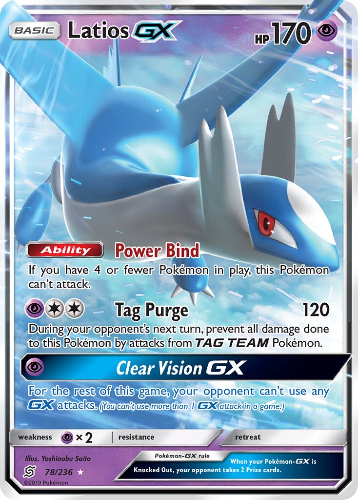Latios-GX 078/236 — Unified Minds (English Pokémon TCG card)