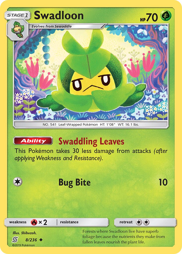 Swadloon 008/236 — Unified Minds (English Pokémon TCG card)