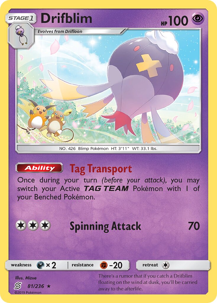 Drifblim 081/236 — Unified Minds (English Pokémon TCG card)