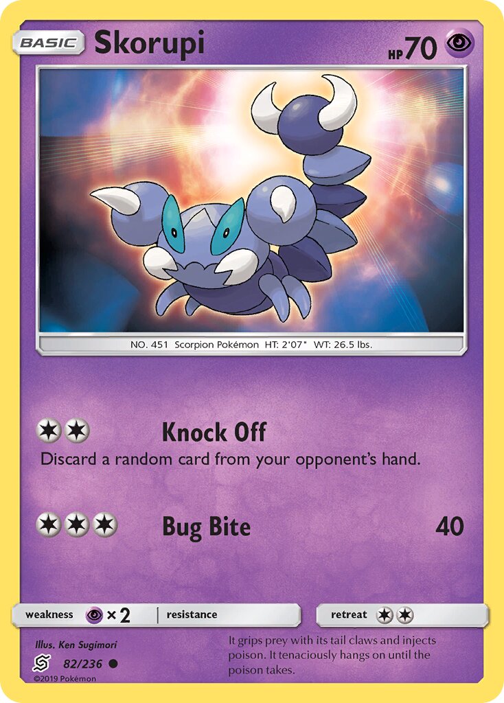 Skorupi 082/236 — Unified Minds (English Pokémon TCG card)
