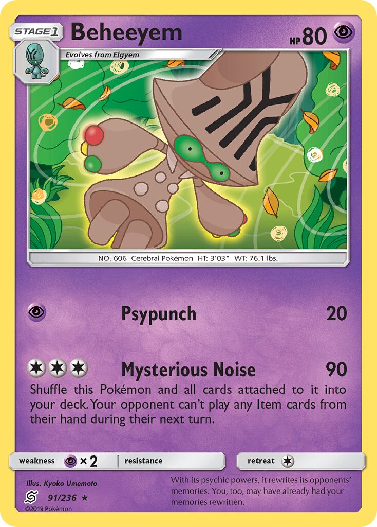 Beheeyem 091/236 — Unified Minds (English Pokémon TCG card)